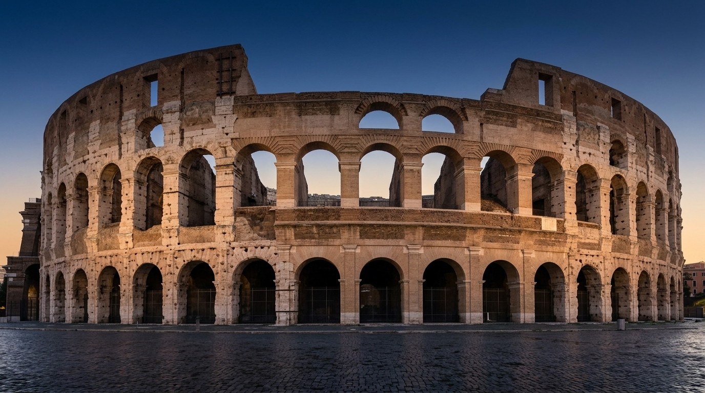 The Colosseum at dawn — Roman travertine stone architecture, 2,000 years of history | Tobia Stones
