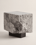 The Roman Plinth — Grey Travertine, silver-toned honed finish, Tivoli quarry