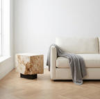 Beige travertine — raw sides, honed top surface
