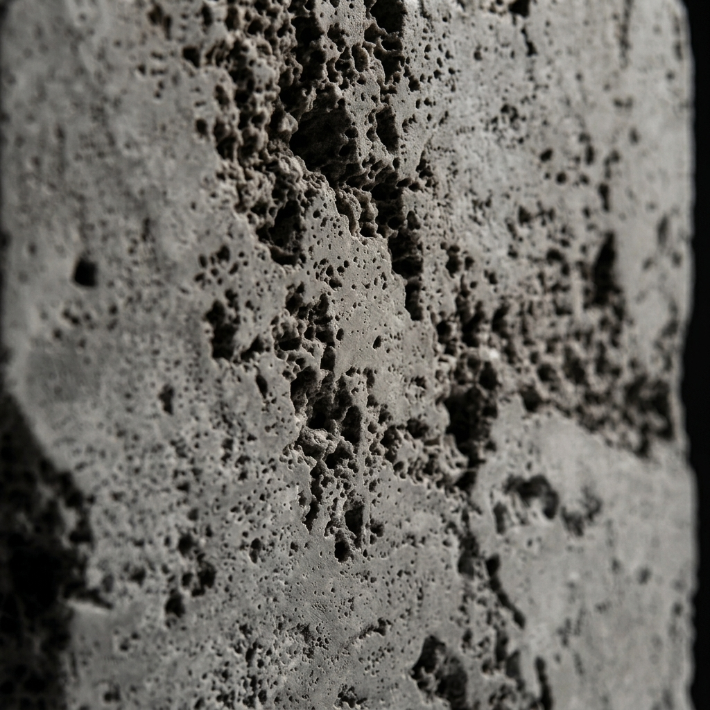 Grey Travertine stone sample, 10 × 10 cm, honed face and raw reverse — Tobia Stones