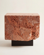 The Roman Plinth — solid travertine side table, Tobia Stones