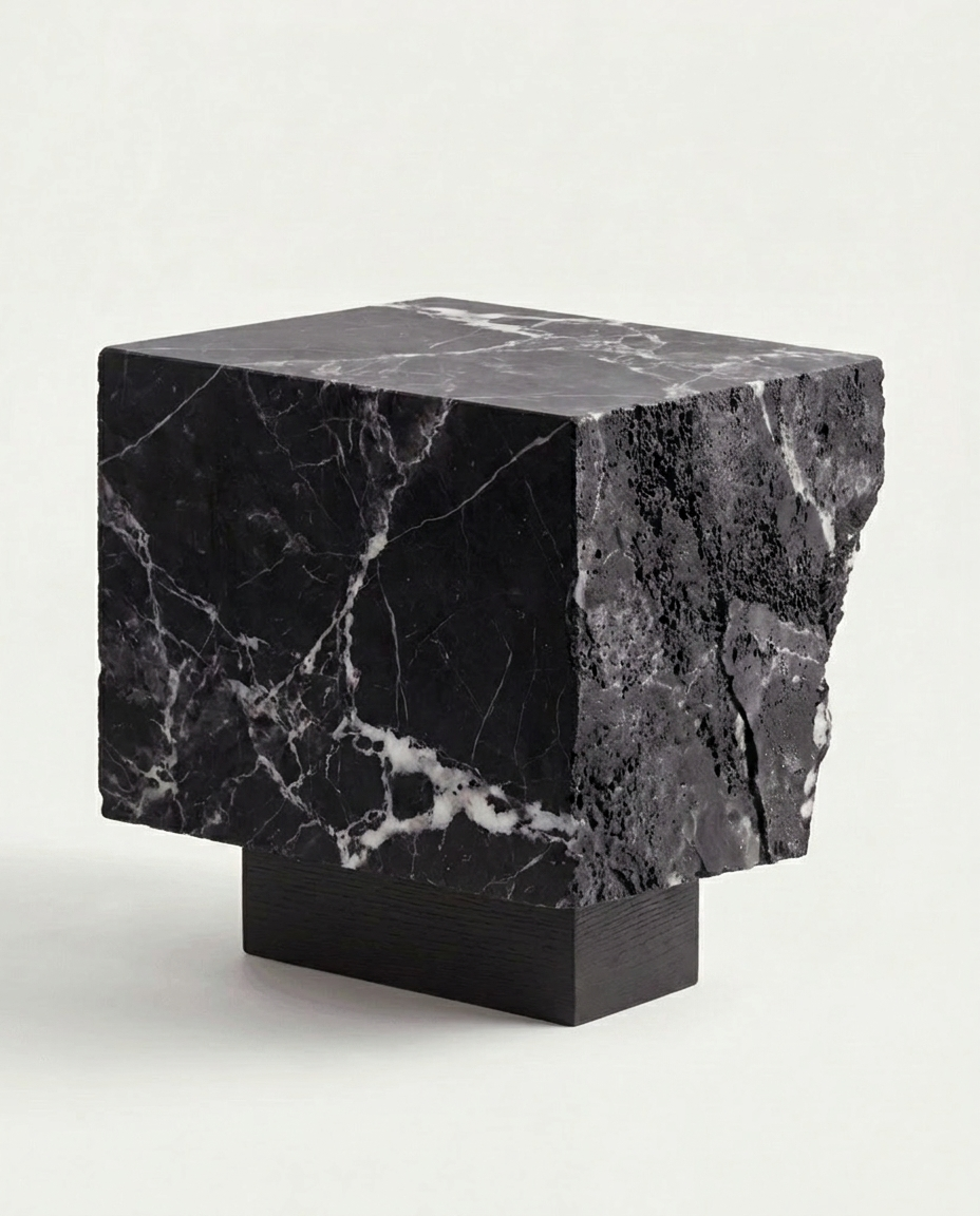 The Roman Plinth — natural travertine, quarried and cut in Italy