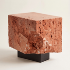 The Roman Plinth — Red Travertine side table, hero shot