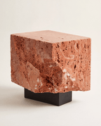 The Roman Plinth — Red Travertine, iron-oxide warm stone, made to order