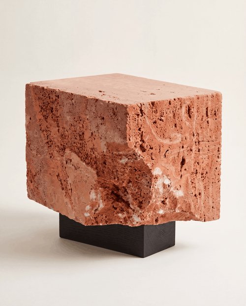 The Roman Plinth — Red Travertine, iron-oxide warm stone, made to order